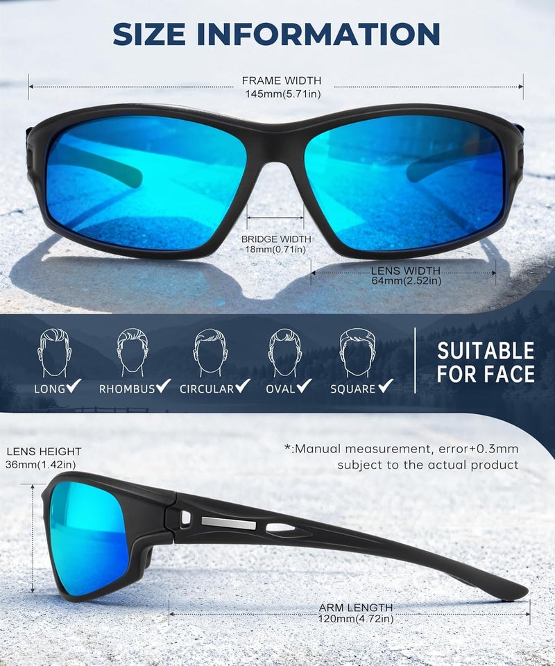 QALLY Store Polarized-Sunglasses-Men Sports Mens-Sunglasses: Sun-Glasses with UV Protection for Fishing Driving Running Cycling - Image 5
